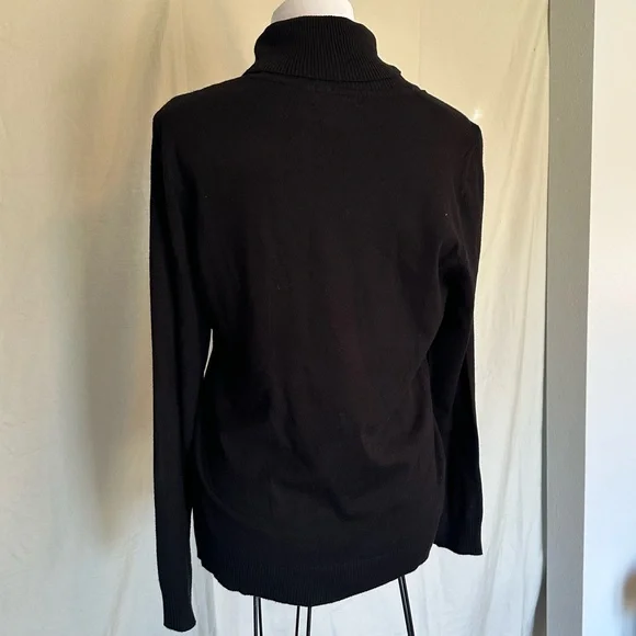 Calvin Klein Black Knit Turtleneck Sweater size large classic like new ribbed - Picture 9 of 13